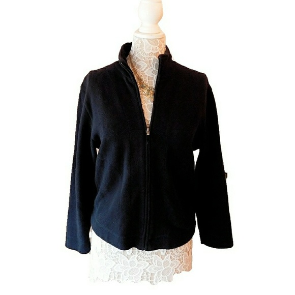 AMBER SUN Tops - AMBER SUN WOMANS BLACK COTTON HALF ZIP